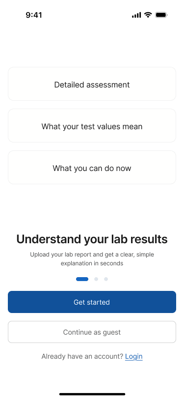 Onboarding, screen 1 of 3