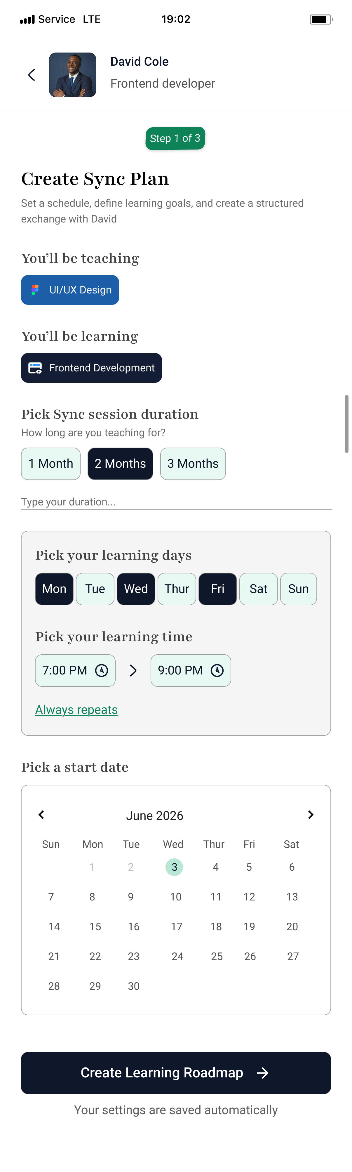 Create sync plan, duration and schedule