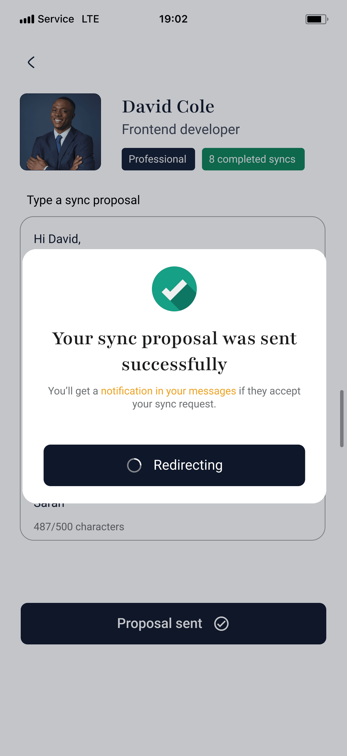 Proposal sent