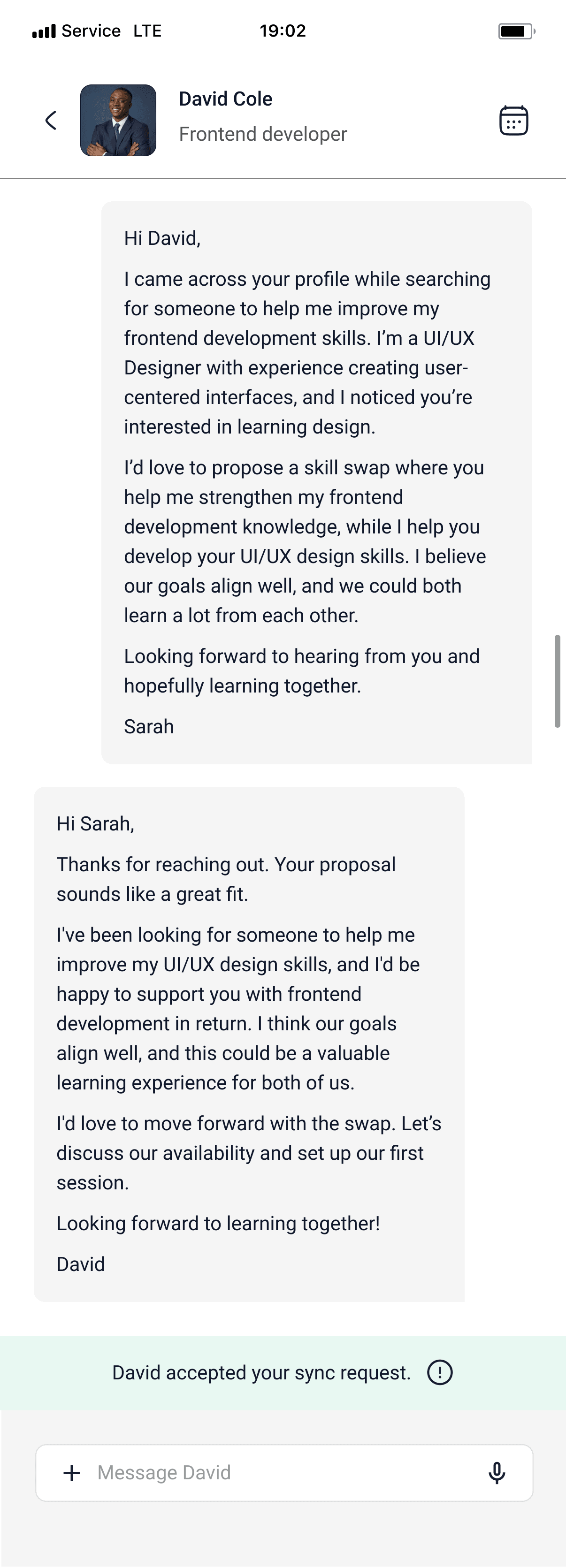 Proposal accepted in chat
