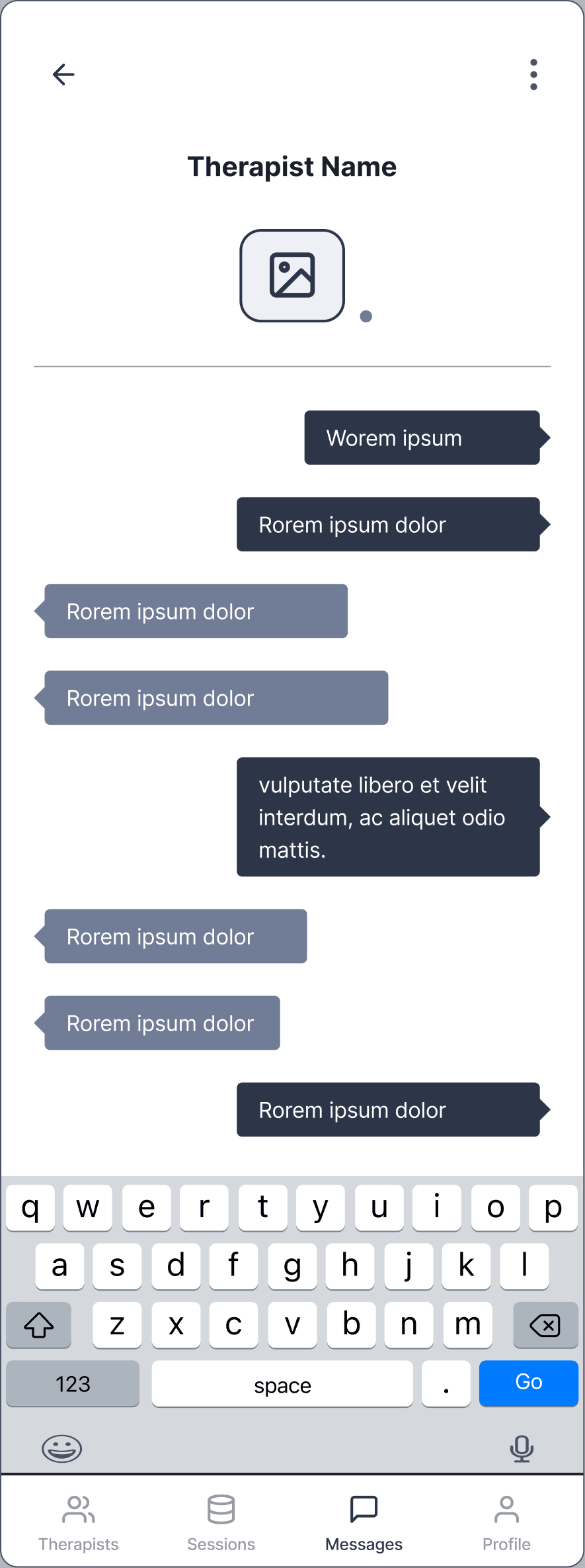 Wireframe of the chat screen
